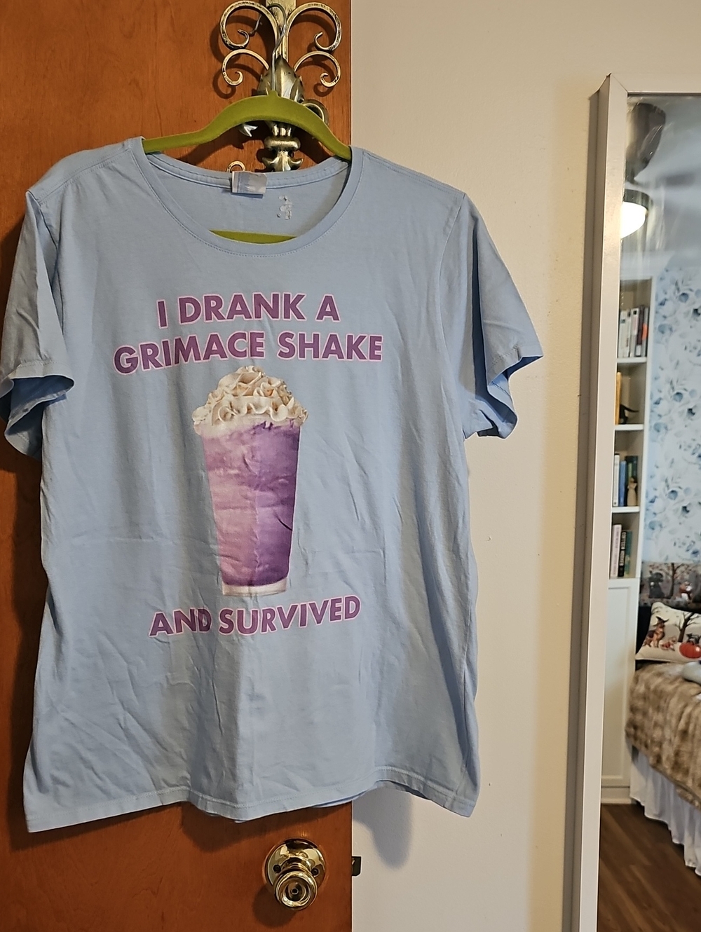 Mcdonald's Light Blue Graphic Tee with Purple Shake Print - Casual Shirt